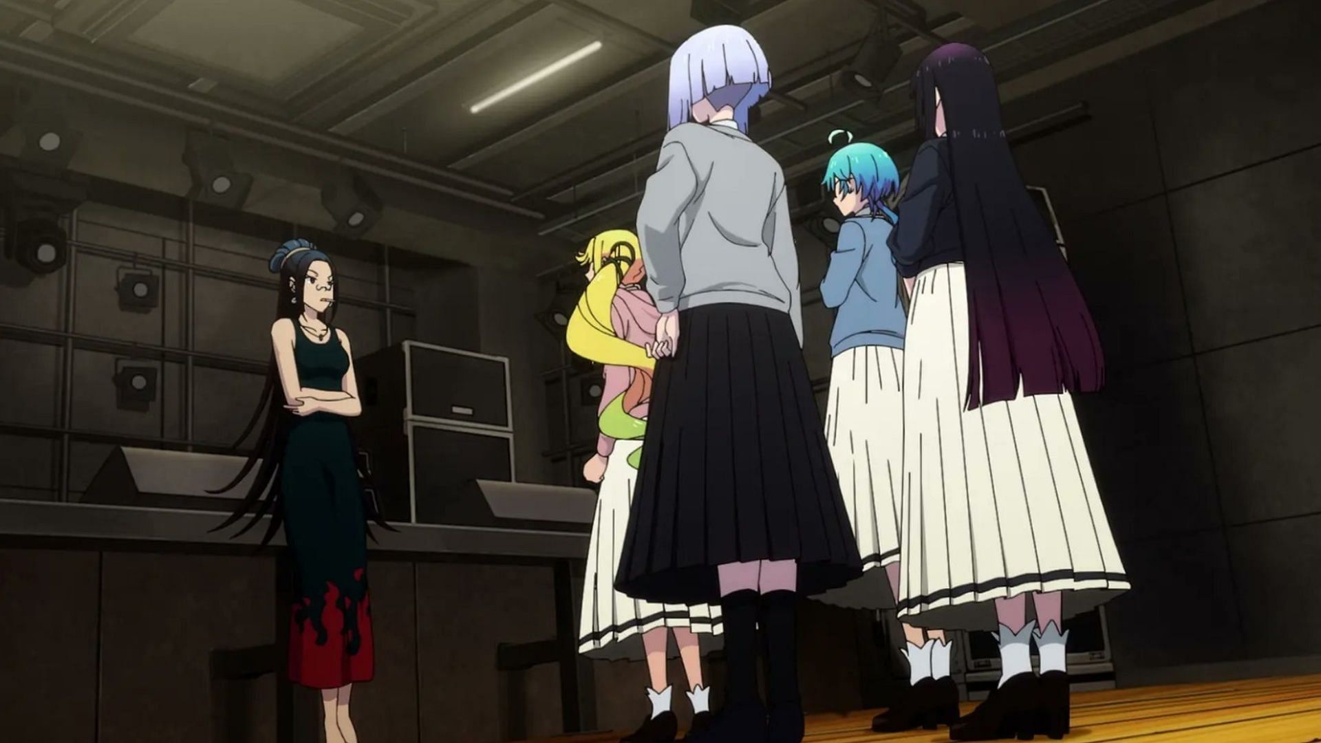 Lilisa, Otoha, Tamaki, and Tina as seen in Rock is a Lady's Modesty episode 13 (Image via Bandai Namco Pictures)